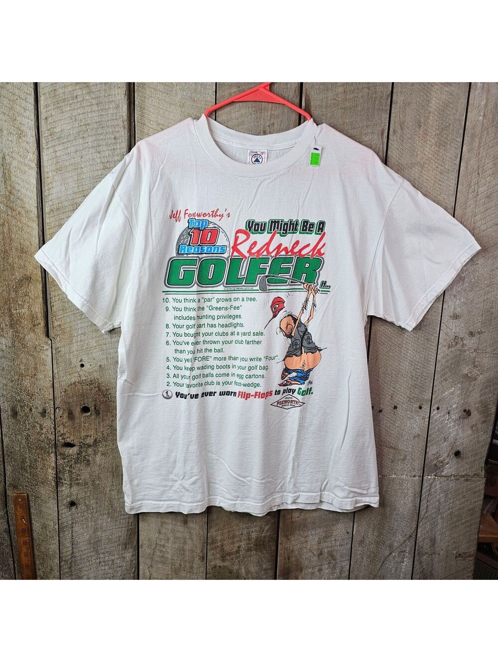 Vintage Jeff Foxworthy Redneck Golfer T-Shirt White Graphic Tee Size Large